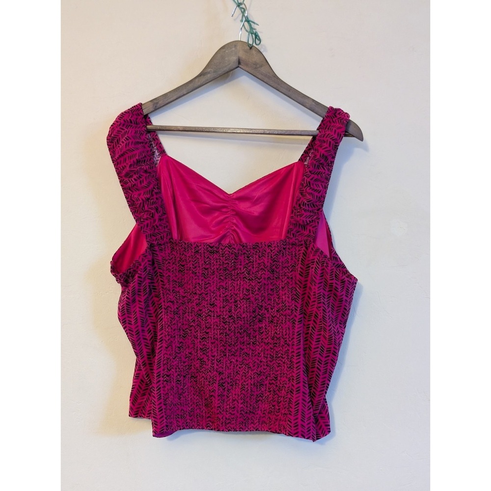 Luxury Set Magenta Purple Wide Leg Pants & Crop Top Smocked Ruffle 2XL3XL Resort - Picture 6 of 15